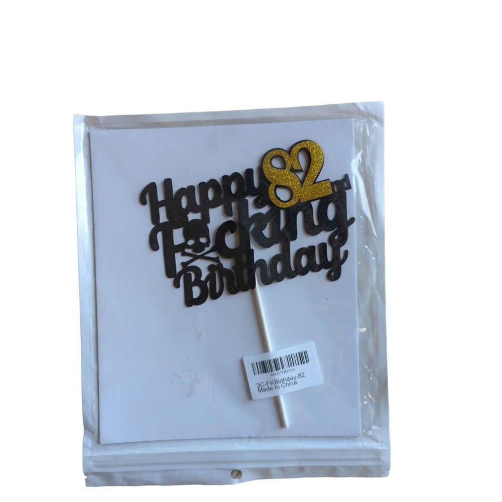82rd Birthday Sign "Happy F*#cking 82nd Bday" Funny Sparkle Cake Topper Sign
